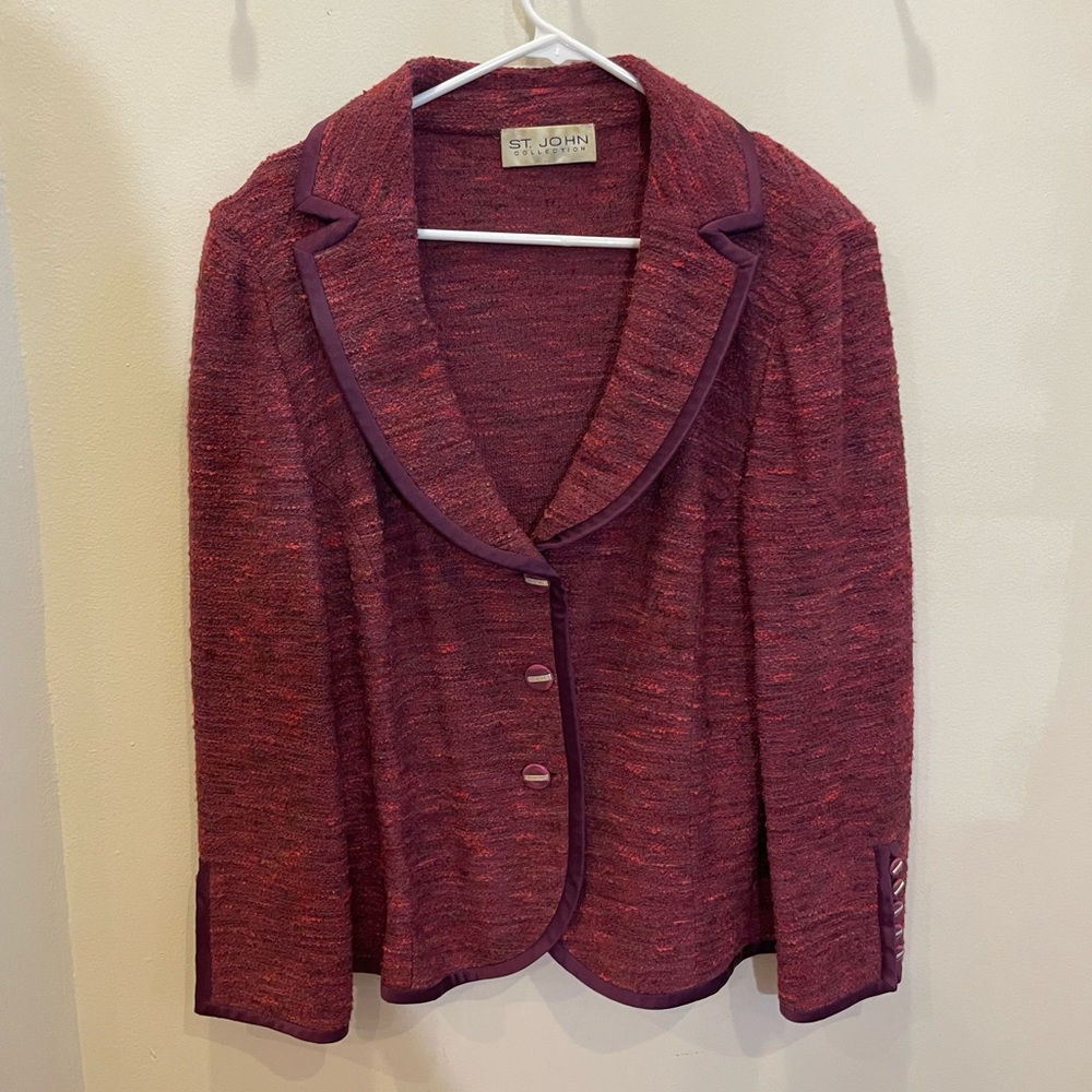 RARE Vintage St. John Collection Burgundy Blazer